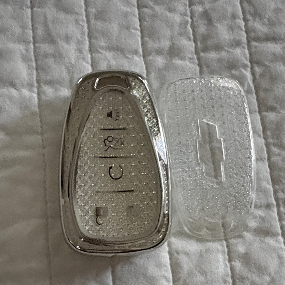 Crystal Clear Car Remote Cover with Silver Trim